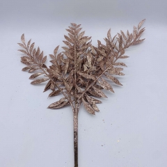 bush mini fern 52cm glitter gold