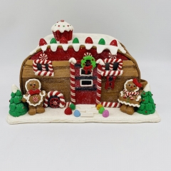 candy house  28*16.5*15cm 3*aa led biscuit/white