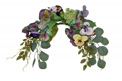 ΤΕΧΝΗΤΟ HORN EUCALYPTUS/PANSY 70CM PURPLE/BLUE