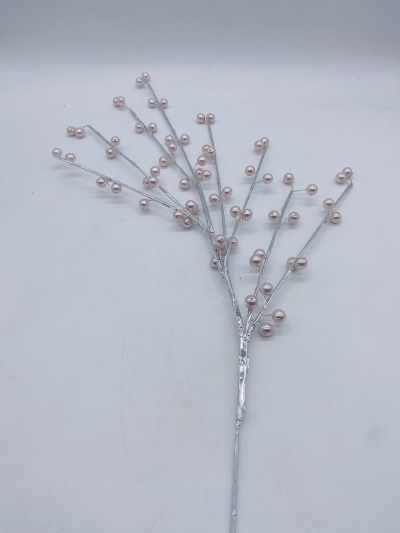 τεχνητο κλαδι pink pearls 78cm silver