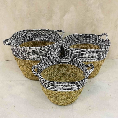 ΚΑΛΑΘΙΑ BAMBOO 33*31/ 30*28/ 27*23CM, S/3 ΛΕΥΚΟ-ΜΑΥΡΟ-ΦΥΣΙΚΟ