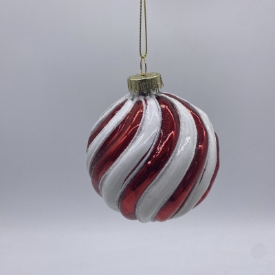 μπαλα γυαλινη classic swirl 8cm red/white