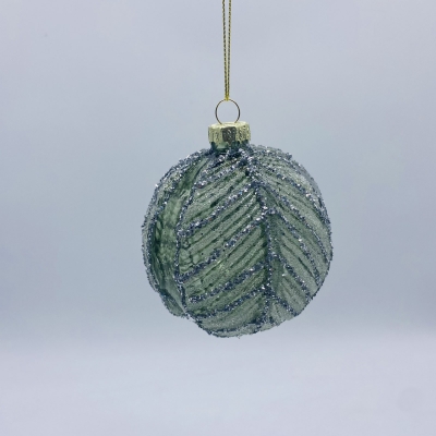 μπαλα γυαλινη autumn leaf 8cm green