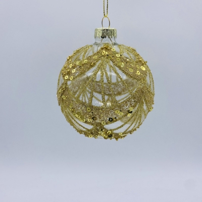 μπαλα γυαλινη golden pattern 8cm transparent