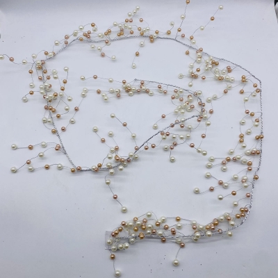 τεχνητη γιρλαντα pink/white pearls 170cm silver