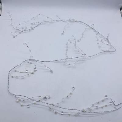 τεχνητη γιρλαντα crystals/pearls 150cm silver