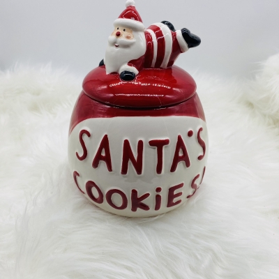 κεραμικη μπισκοτιερα santa`s cookies 13*20cm red/white