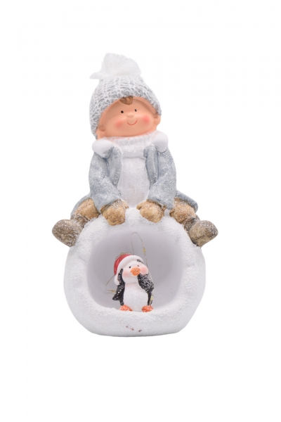 αγορακι κεραμικο σε χιονομπαλα 15.5*13*27cm white/pink