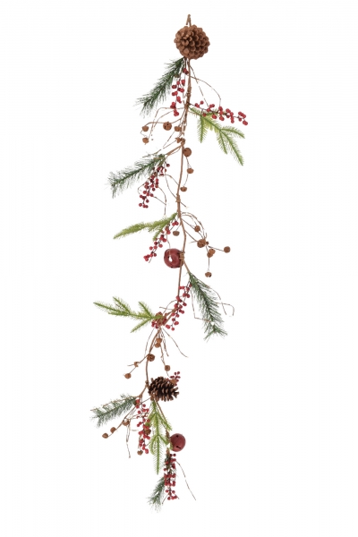 χρ.γιρλαντα 130cm red berries/bells/pinecones