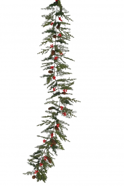 χρ.γιρλαντα green red berries/κουκουναρια 200cm 160tips pe