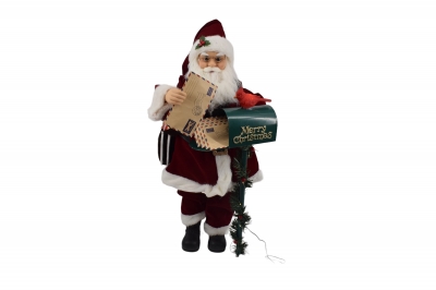 swinging mailbox santa 70cm 8 christmas songs red/green