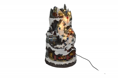 χρ.παρασταση ski mountain/rotating train 22.7*23.6*38.8cm light/music usb