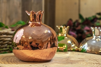 κεραμικο ροδι ροζ χρυσο 10 x 10 x 11cm