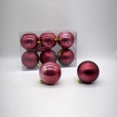 8cm πακετο s/6 χρ.μπαλες αθραυστες matt/pearly velvet pink
