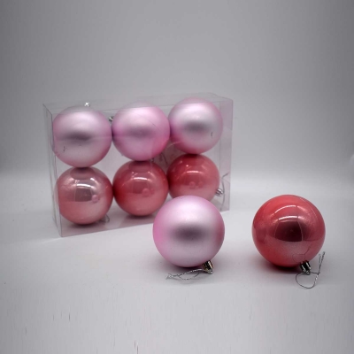 8cm πακετο s/6 χρ.μπαλες αθραυστες matt/pearly blush pink