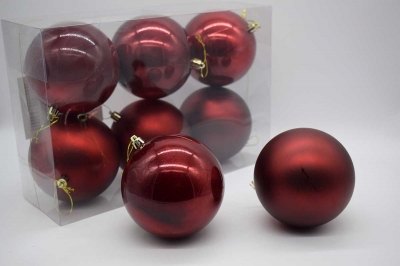 10cm πακετο s/6 χρ.μπαλες αθραυστες matt/pearly oxblood