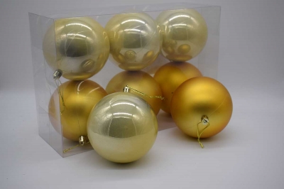 10cm πακετο s/6 χρ.μπαλες αθραυστες matt/pearly  light gold
