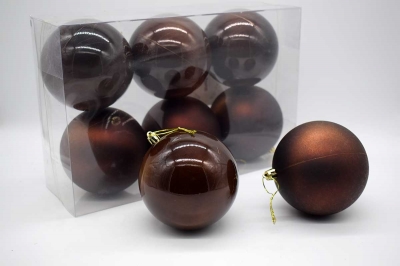 10cm πακετο s/6 χρ.μπαλες αθραυστες matt/pearly dark brown