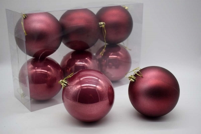 10cm πακετο s/6 χρ.μπαλες αθραυστες matt/pearly velvet pink