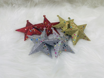 στολιδι αστερι glitter 3χρωματα 10cm s/6