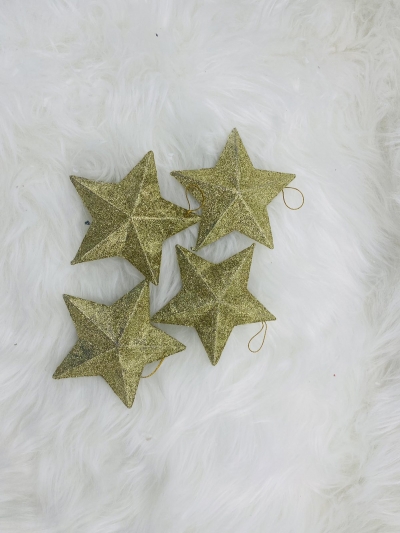 στολιδι αστερι glitter χρυσο 10cm s/4