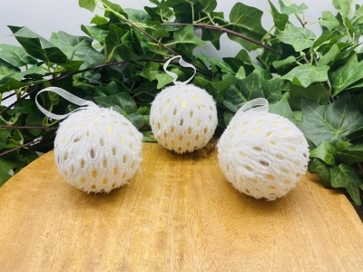 μπαλες foam organza s/3 d.8cm white/gold