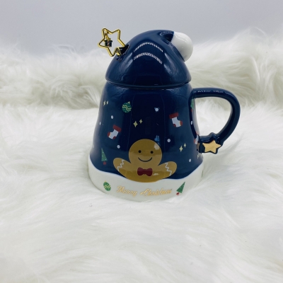 κουπα με καπακι σκουφο/κουταλακι 7*9.1cm 470ml blue