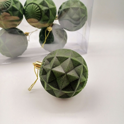 πακετο μπαλες 8cm s/6 avocado green(velvet effect) αθραυστες