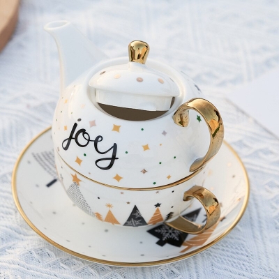 set τσαγιερα με κουπα joy white/gold