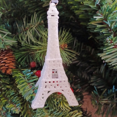 ΣΤΟΛΙΔΙ EIFFEL TOWER GLITTER 6.5*14.5CM ΛΕΥΚΟ