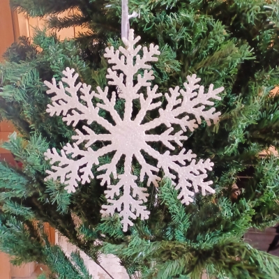 στολιδι νιφαδα glitter 28*32cm λευκο