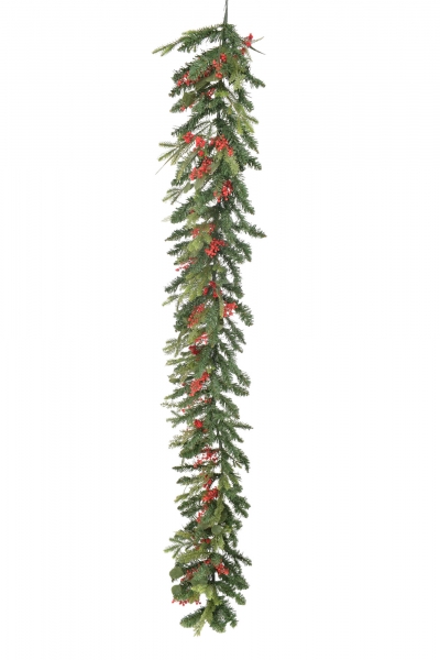 χρ.γιρλαντα 176tips pe/pvc 200cm πρασινη με κοκκινα γκι