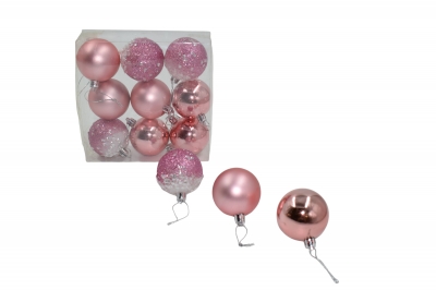 6cm πακετο s/9 χρ.μπαλες αθραυστες matt/shinny/παγετες blush pink