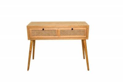 ΤΡΑΠΕΖΑΚΙ 2 ΣΥΡΤΑΡΙΑ ΞΥΛΙΝΟ 100x35x80cm ΦΥΣΙΚΟ/ΠΛΕΚΤΗ ΨΑΘΑ