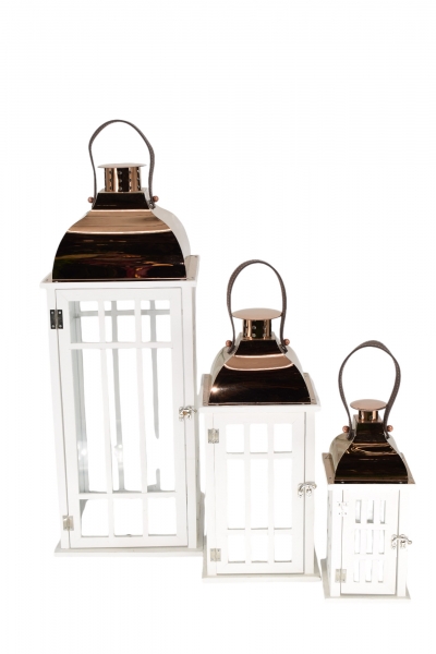 ΦΑΝΑΡΙ S/3 ΞΥΛΟ/ΜΕΤΑΛΛΟ 25*68 19*45 13*32CM WHITE/ROSE GOLD