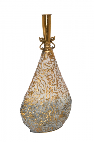 ΜΕΤΑΛΛΙΚΟ ΒΑΖΟ MINOAN 47.5*16*H.86CM GOLD/PATINA BLUE