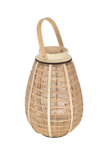 ΦΑΝΑΡΙ WIND LANTERN ΞΥΛΟ/ΓΥΑΛΙ H.37CM NATURAL