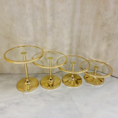 ΜΕΤΑΛΛΙΚH ΒΑΣΗ/ΤΟΥΡΤΙΕΡΑ S/4 D.25,H.13/17/22/27CM PLEXI/GOLD