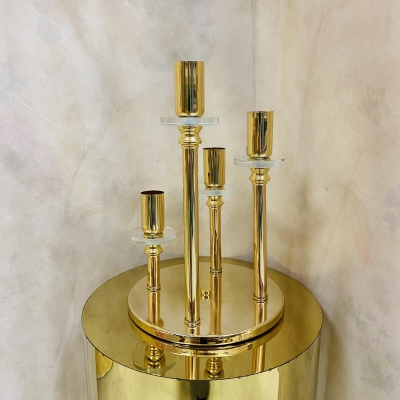 ΜΕΤΑΛΛΙΚΟ ΚΗΡΟΠΗΓΙΟ 4 DINNER CANDLES 20*29.5CM PLEXI/GOLD