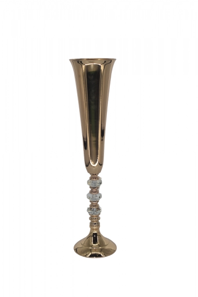 ΜΕΤΑΛΛΙΚΟ ΒΑΖΟ ΔΙΠΛΟ ΚΡΥΣΤΑΛΛΟ 15*15*64CM GOLD