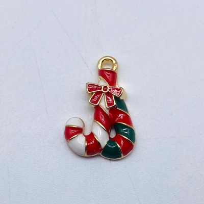 μεταλλικο candy cane διπλο 14*21mm κοκκινο/πρασινο/λευκο 10τεμ