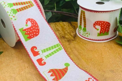κορδελα χρ. ποδια ξωτικου 6.4*10 yards white/red/green