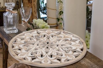 ΔΙΣΚΟΣ ΞΥΛΙΝΟΣ ΣΤΡΟΓΓΥΛΟΣ FLORAL 48.5CM