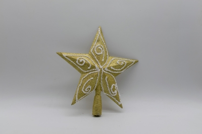 κορυφη δεντρου αστερι 25cm glitter χρυσο/σχεδιο