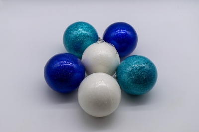 πακετο s/6 χρ.μπαλες 8cm pearl powder white/blue