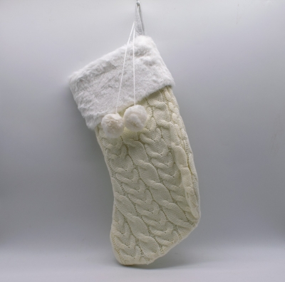 μποτα αϊ βασιλη μαλλινη πλεκτη 40*18cm λευκη