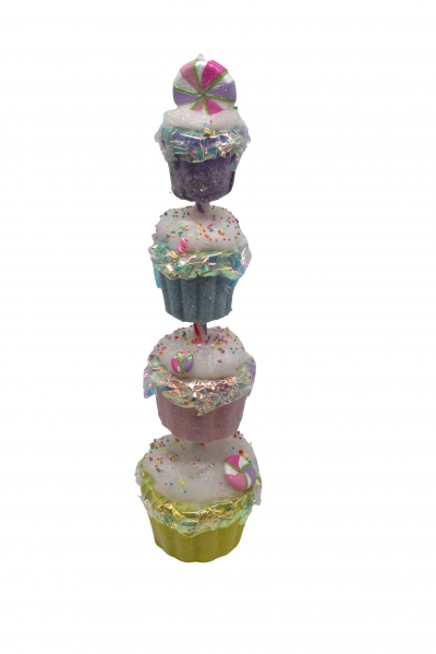 s/4 rainbow candy cupcake 23*83cm sugar pink