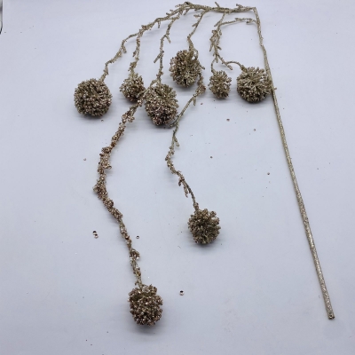 τεχνητο κλαδι κρεμαστο dandelion 110cm champagne glitter