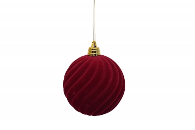 25cm χρ.μπαλα velvet αθραυστη flocked oxblood