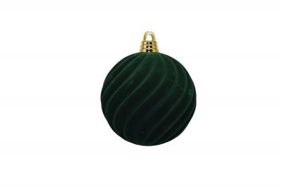 25cm χρ.μπαλα velvet αθραυστη flocked pine green